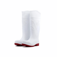 BOTA DE HULE BLANCA CON SUELA ROJA  MODELO LASER PREMIUM