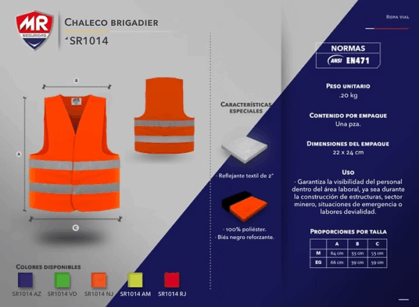 CHALECO DE MALLA AZUL /ANARANJADO/ VERDE DE ALTA VISIBILIDAD CON REFLEJANTE - Imagen 2