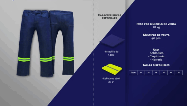 PANTALON DE MEZCLILLA CON REFLEJANTE TEXTIL - Imagen 2