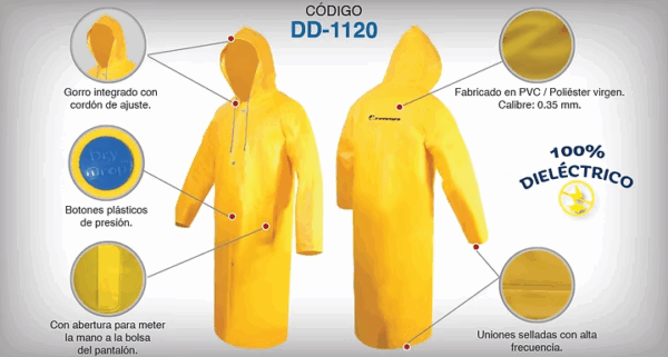 IMPERMEABLE TIPO CAPA MANGA AMARILLO LARGA - Imagen 2